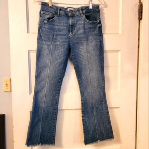 DL1961 Jeans, Lara Instasculpt Cropped Flare Jeans Front Seam, Pintuck Sz 29 EUC